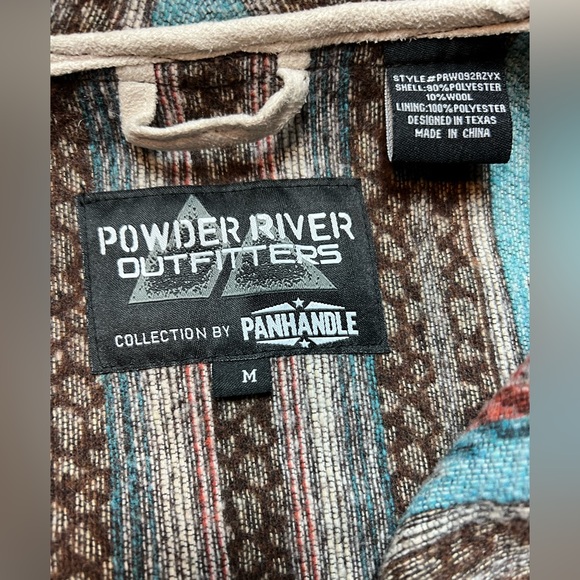 Powder River Ladies Brown Aztec Bohemian wool jacket with fringe, Size Med - Picture 10 of 10